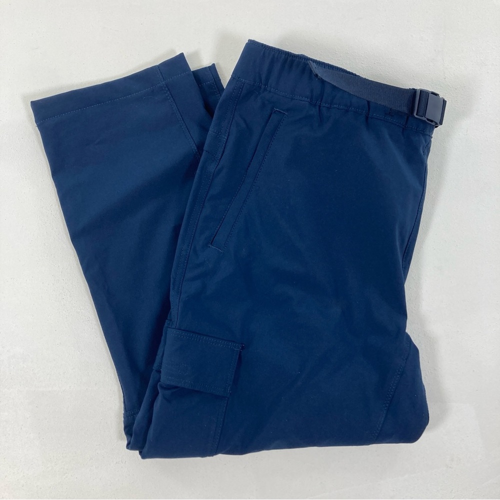 Eddie Bauer Cropped Climatrail Hiking Pants Size 12 Blue with Belt and Pockets - Picture 4 of 16